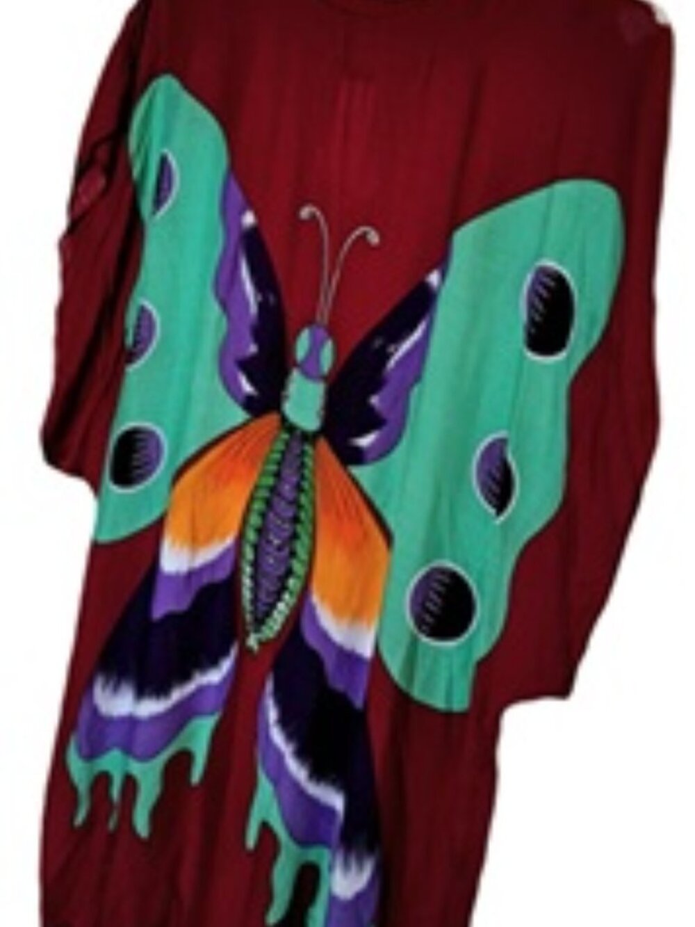 NWT 80s Cranberry Butterfly Kaftan/Dress Plus